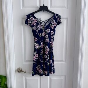 Floral Navy Dress with Pink and White Flowers